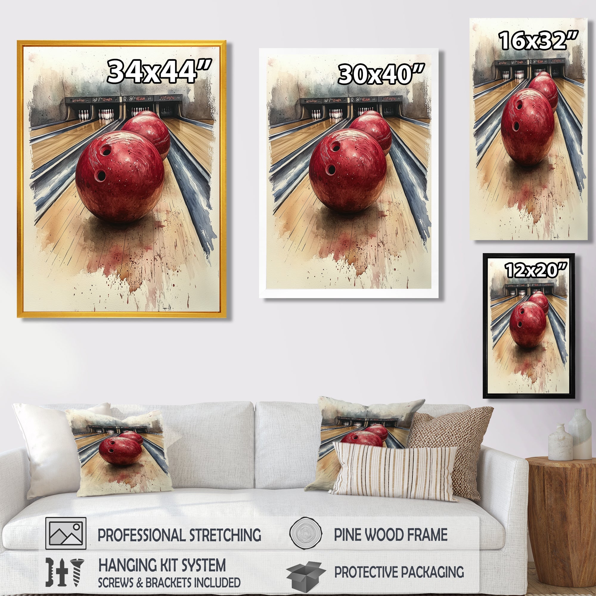 Red And Grey Bowling Spare Shot Focus - Bowling Canvas Wall Art