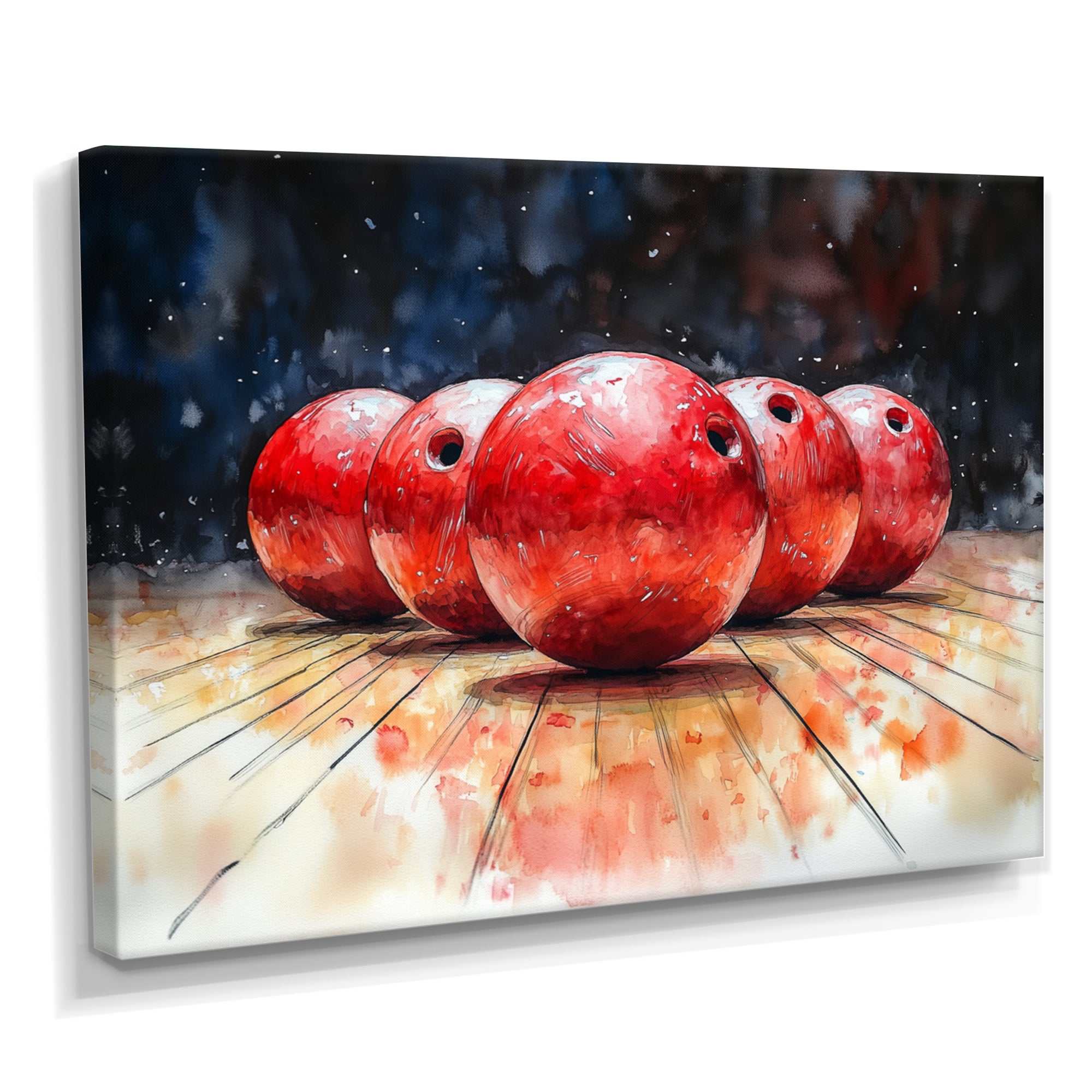 Red And Black Bowling Spare Shot Focus - Bowling Canvas Wall Art