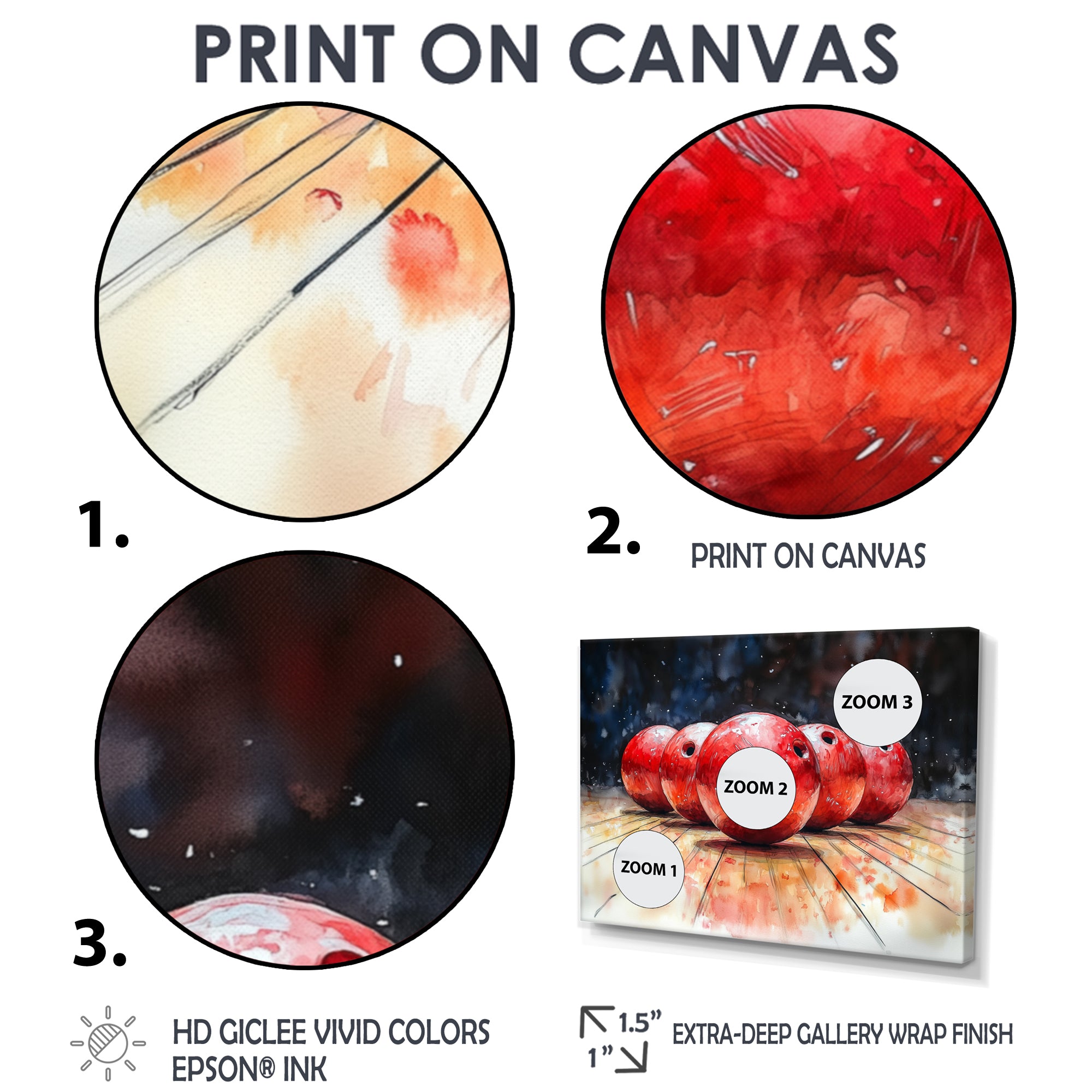 Red And Black Bowling Spare Shot Focus - Bowling Canvas Wall Art