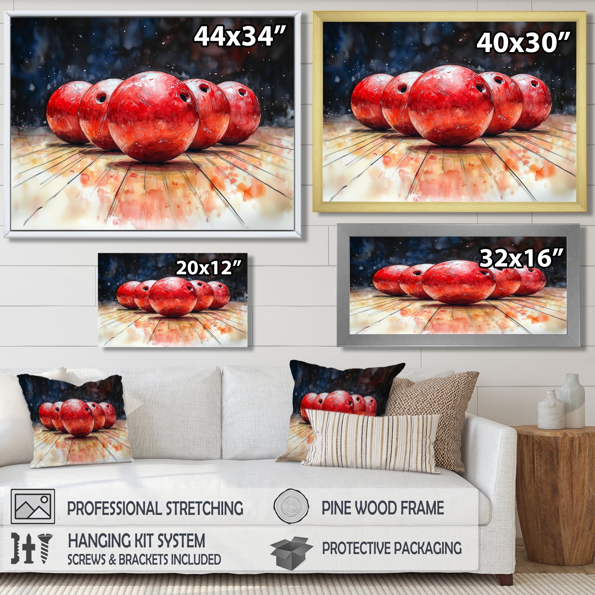 Red And Black Bowling Spare Shot Focus - Bowling Canvas Wall Art