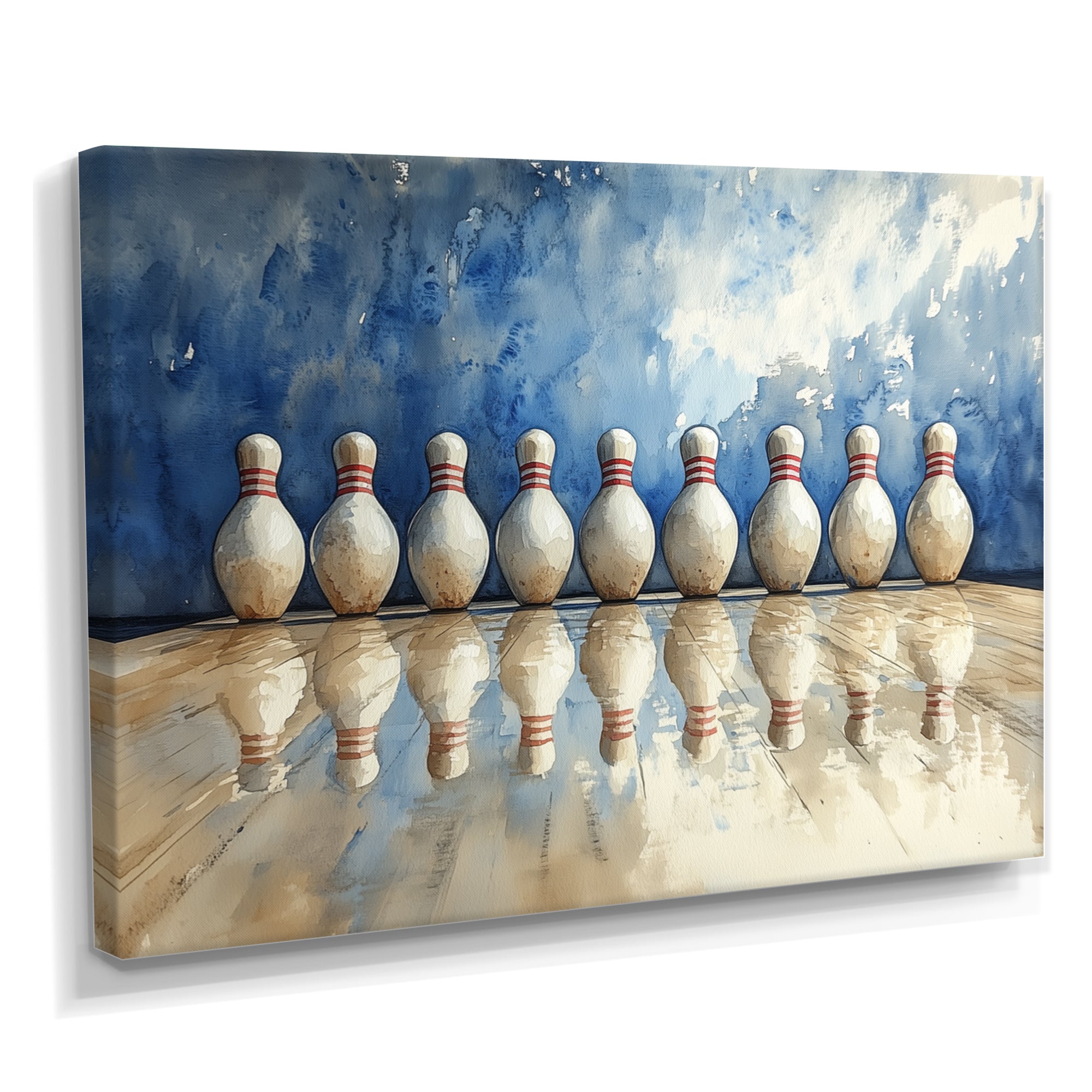 Blue And White Bowling Split Decision - Bowling Canvas Wall Art
