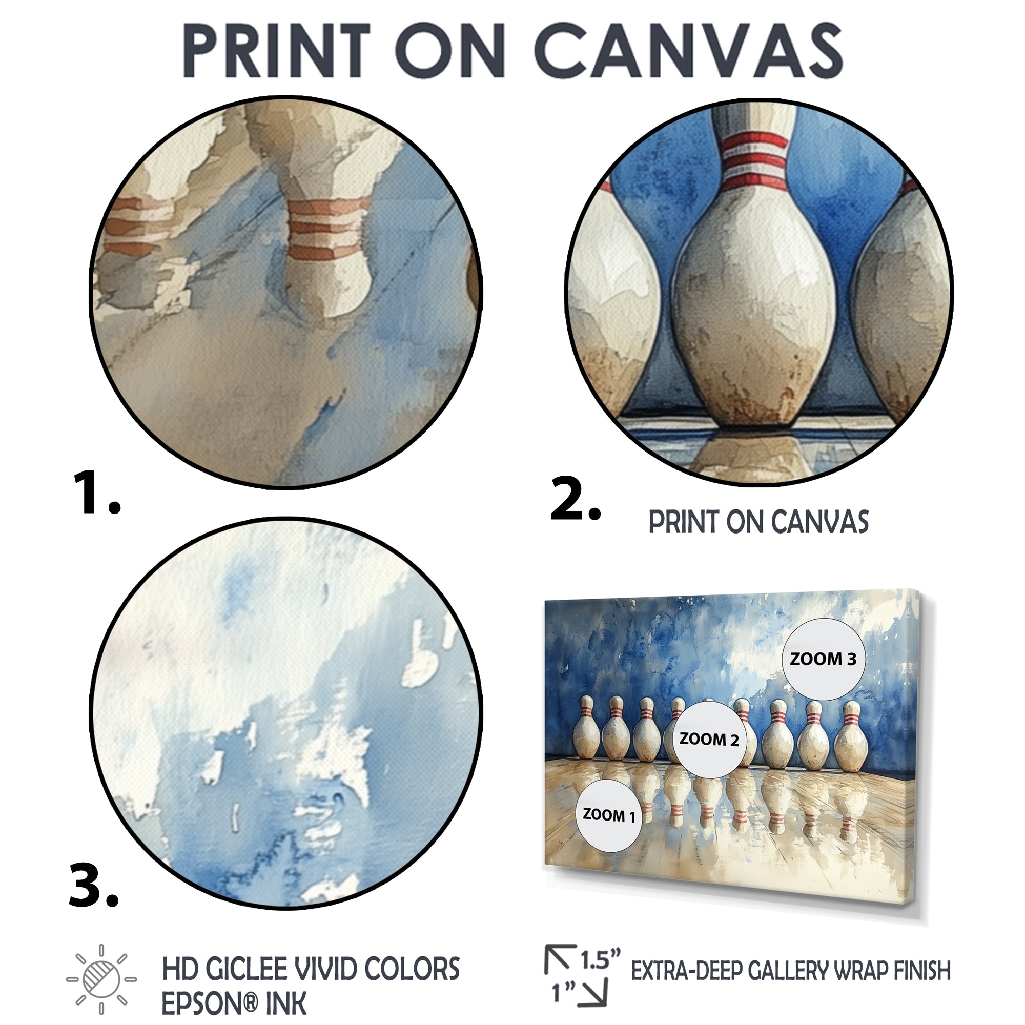 Blue And White Bowling Split Decision - Bowling Canvas Wall Art