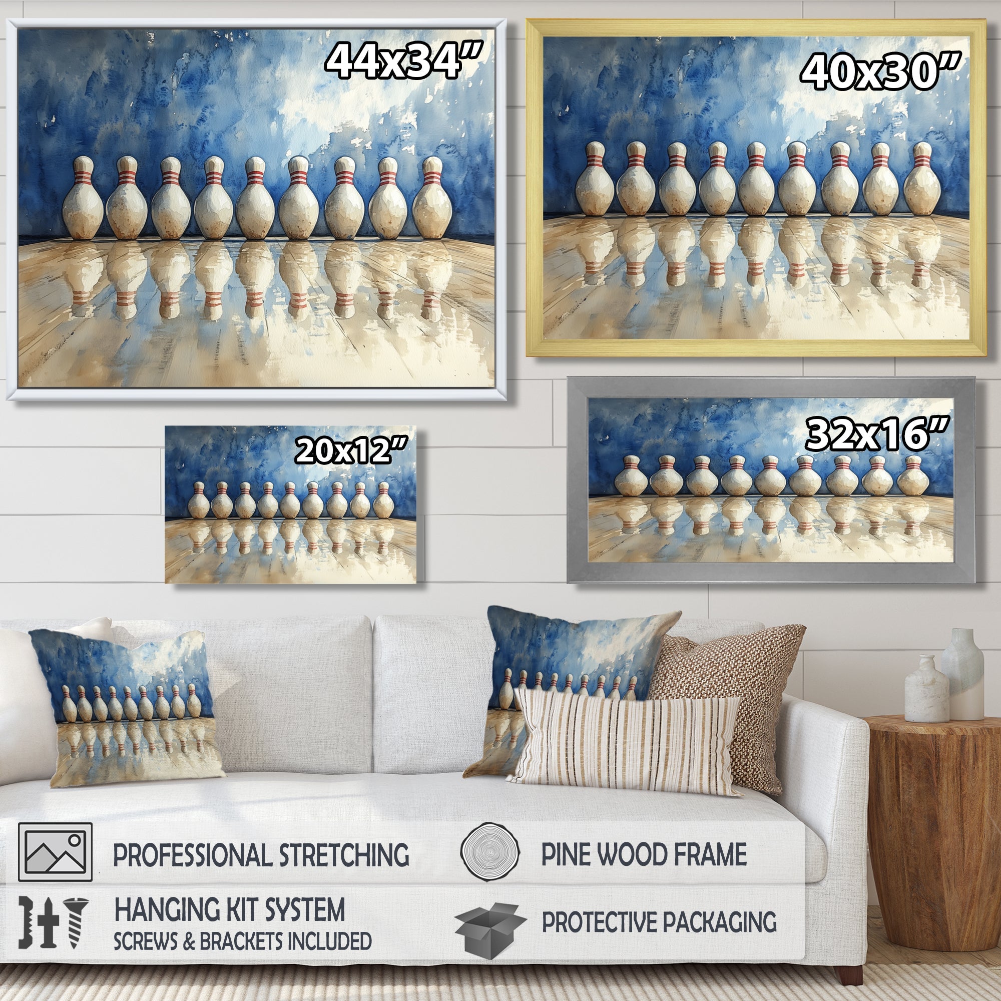 Blue And White Bowling Split Decision - Bowling Canvas Wall Art