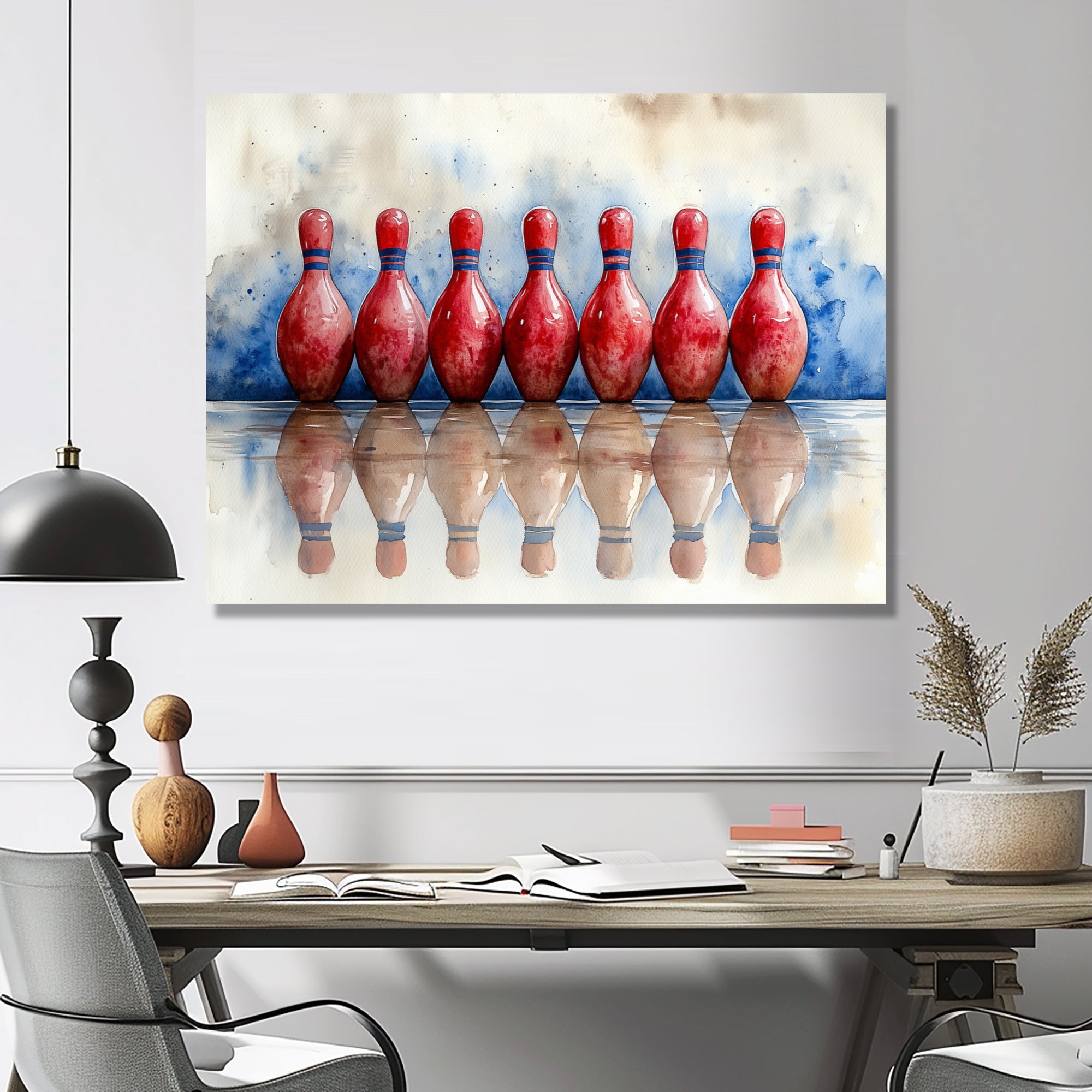 Red And Blue Bowling Split Decision - Bowling Canvas Wall Art