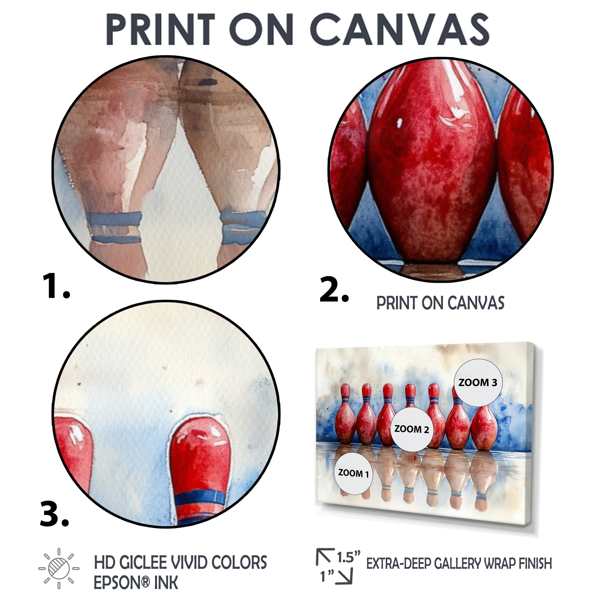 Red And Blue Bowling Split Decision - Bowling Canvas Wall Art