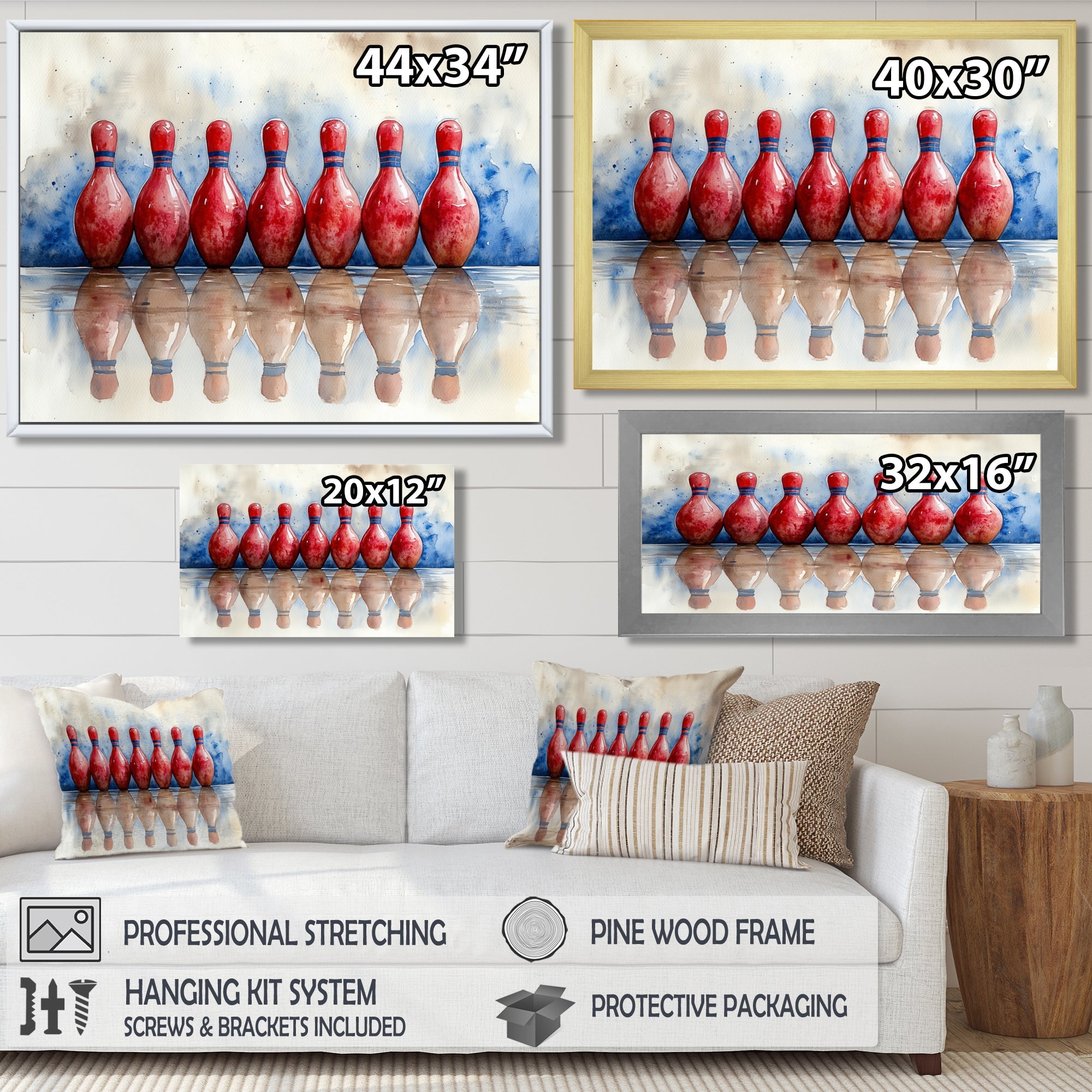 Red And Blue Bowling Split Decision - Bowling Canvas Wall Art