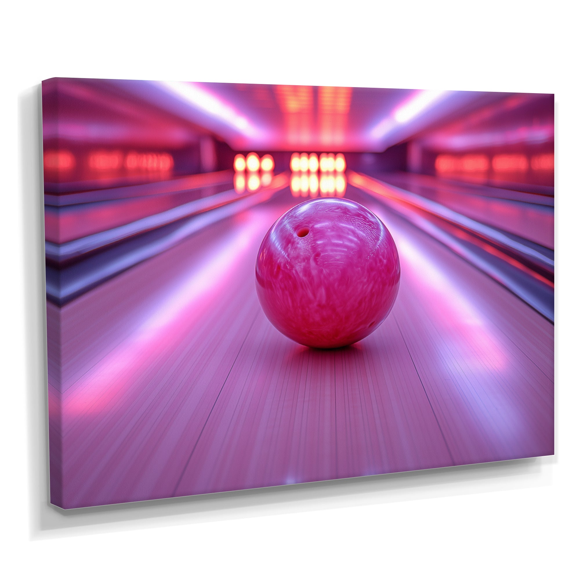Pink And Purple Bowling Strike Celebration - Bowling Canvas Wall Art
