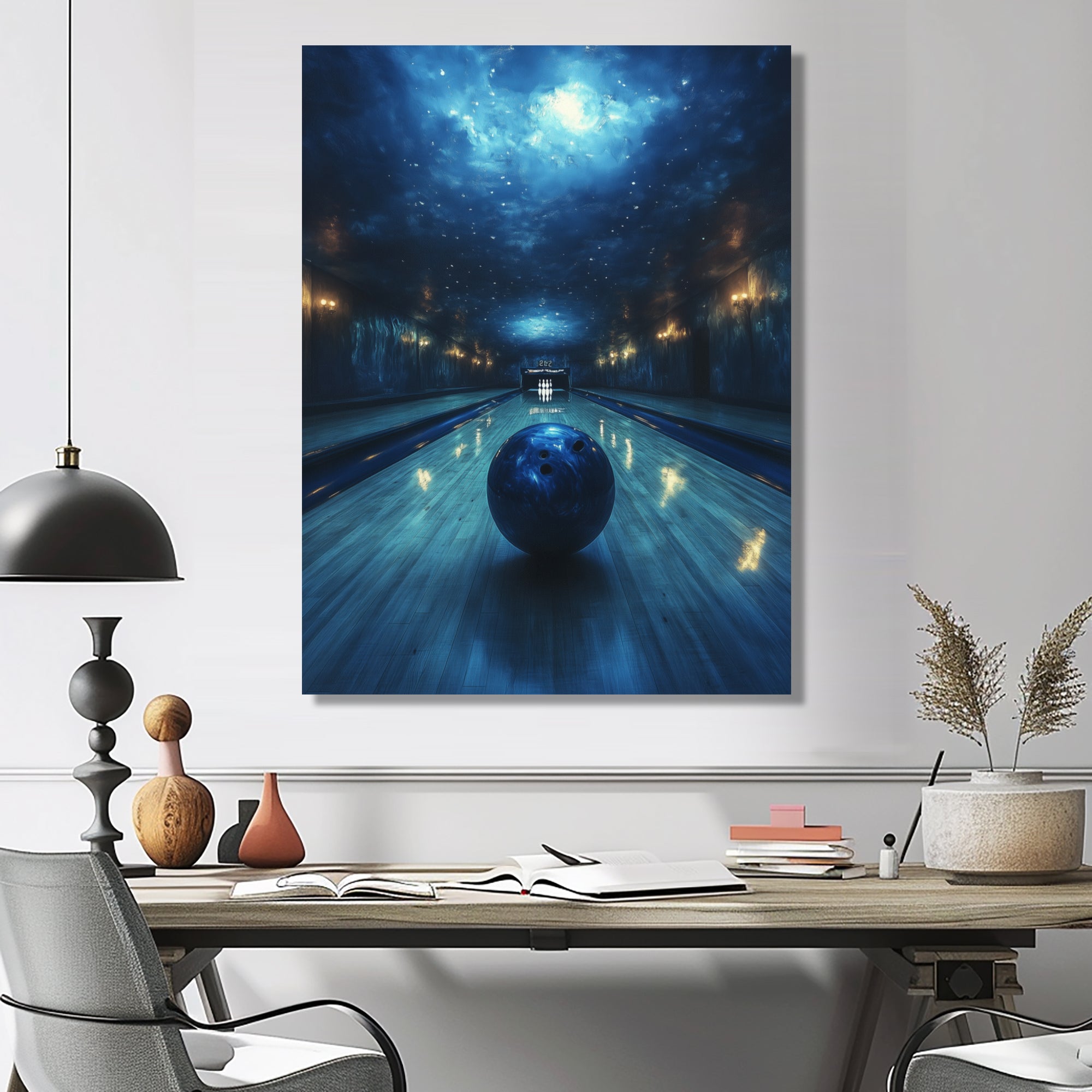 Blue And Black Bowling Strike Zone - Bowling Canvas Wall Art