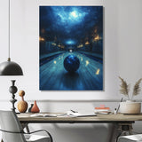 Blue And Black Bowling Strike Zone - Bowling Canvas Wall Art