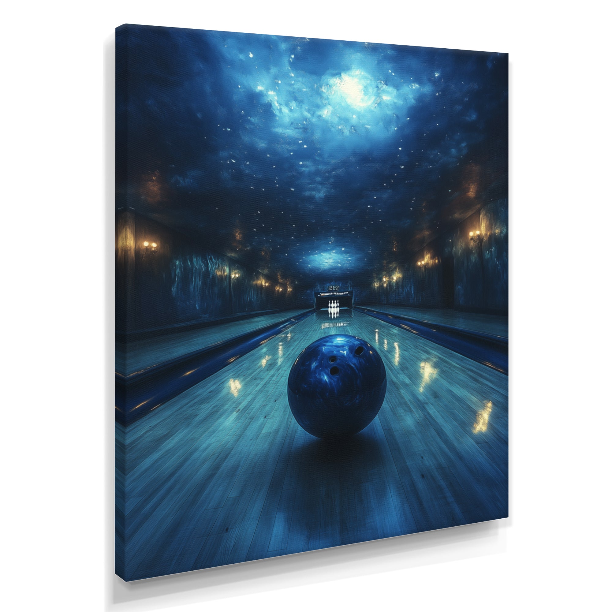 Blue And Black Bowling Strike Zone - Bowling Canvas Wall Art