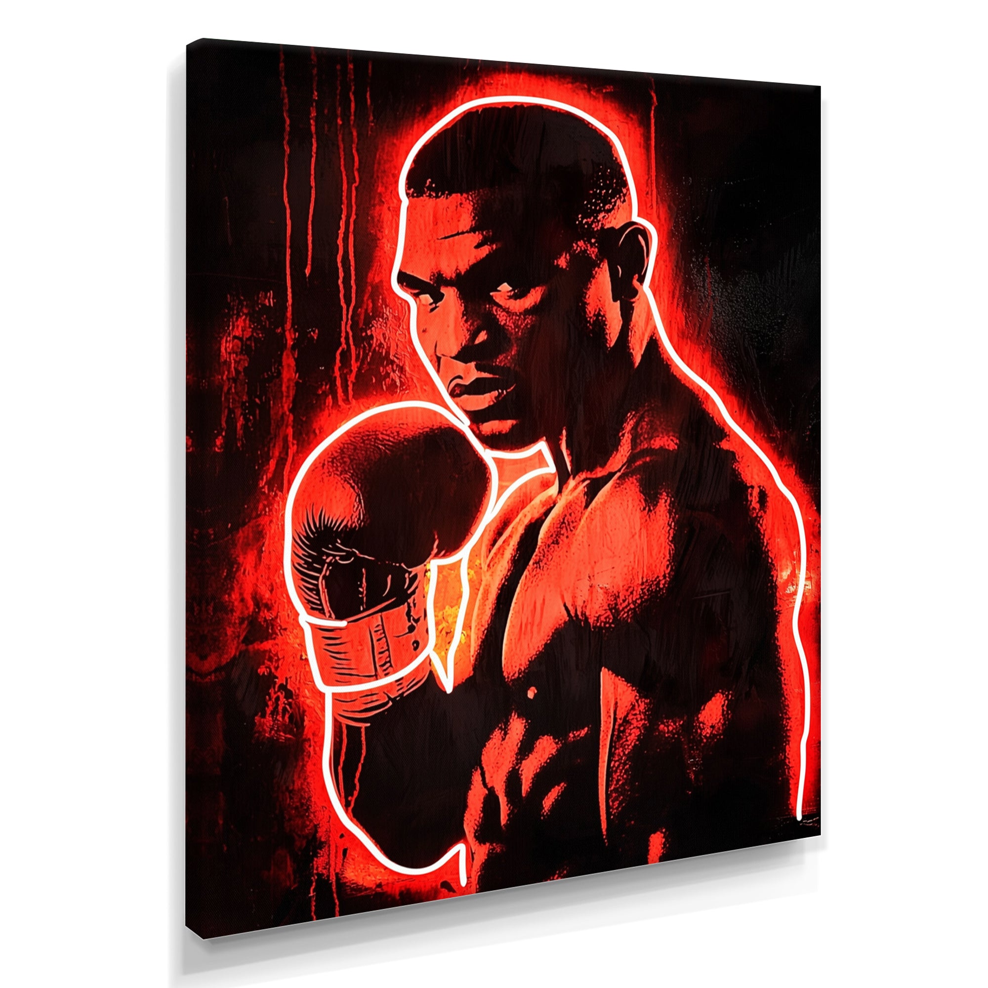 Neon Style Painting Of Mike Tyson - Sport Boxing Canvas Wall Art
