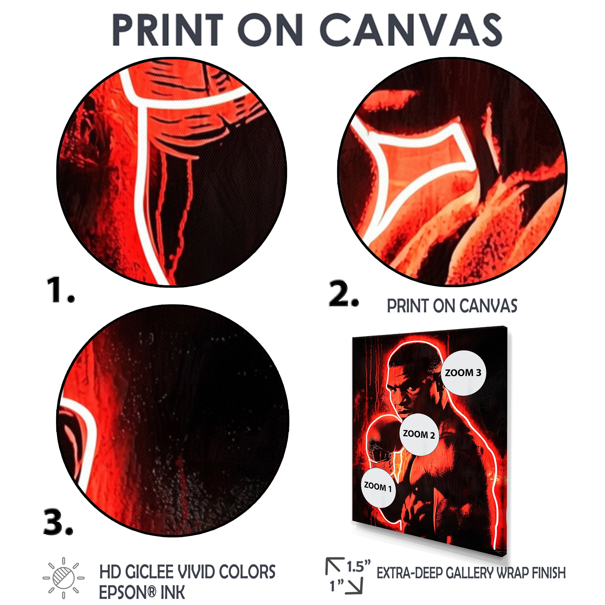 Neon Style Painting Of Mike Tyson - Sport Boxing Canvas Wall Art