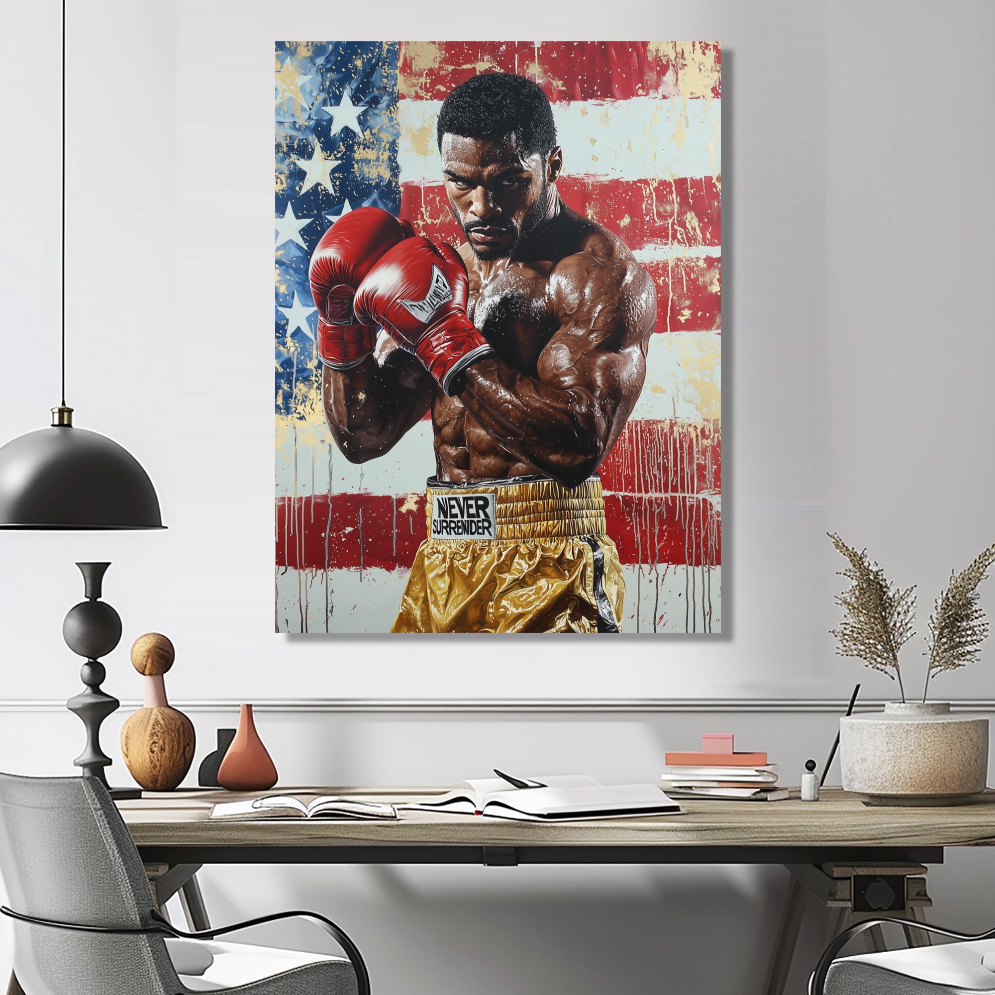 Red And White Sport Boxing Apollo Creed I - Sport Boxing Canvas Wall Art