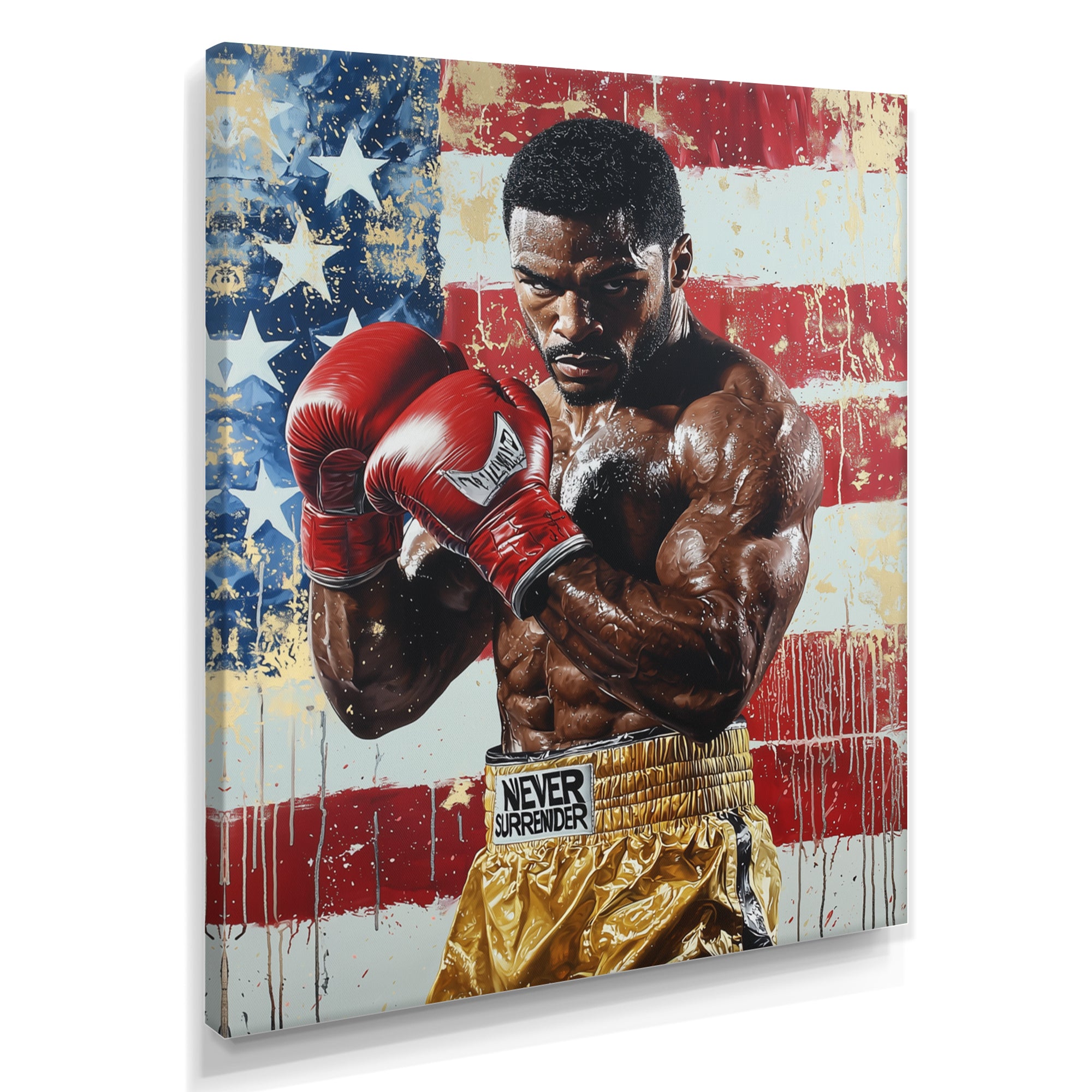 Red And White Sport Boxing Apollo Creed I - Sport Boxing Canvas Wall Art
