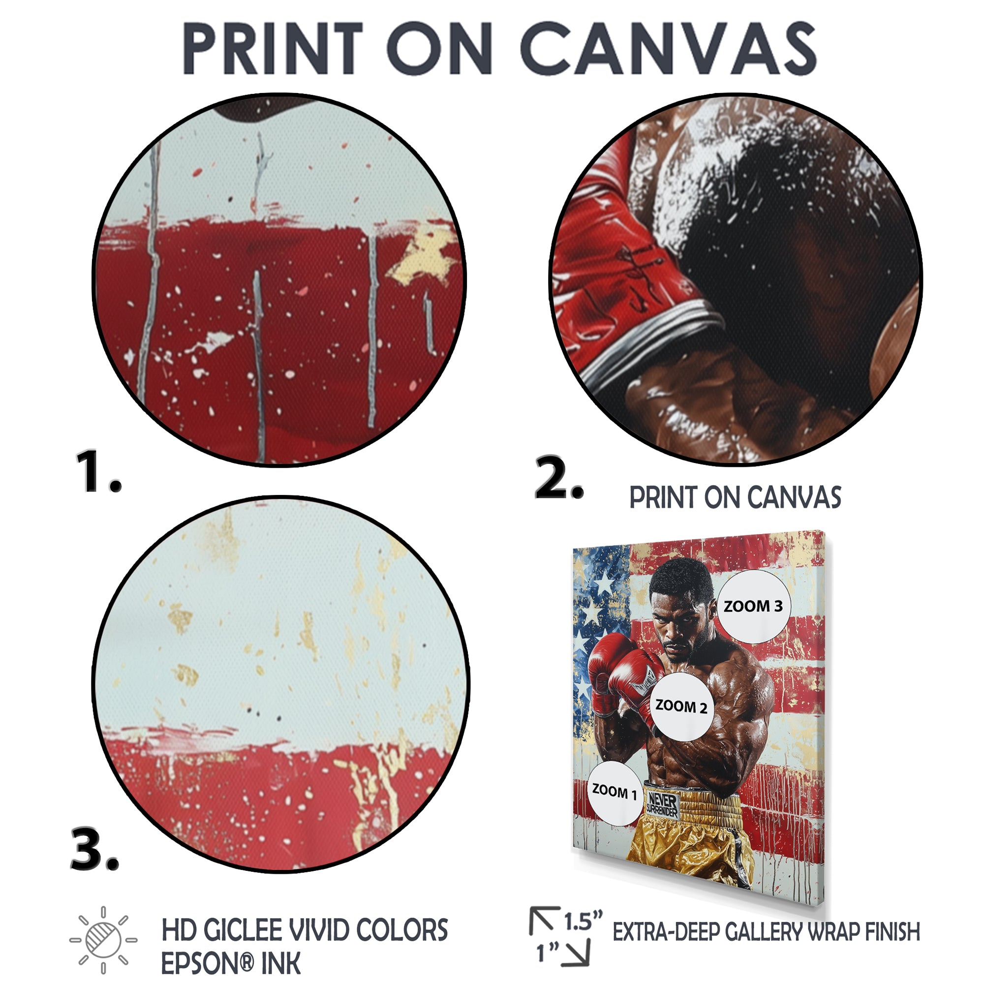 Red And White Sport Boxing Apollo Creed I - Sport Boxing Canvas Wall Art