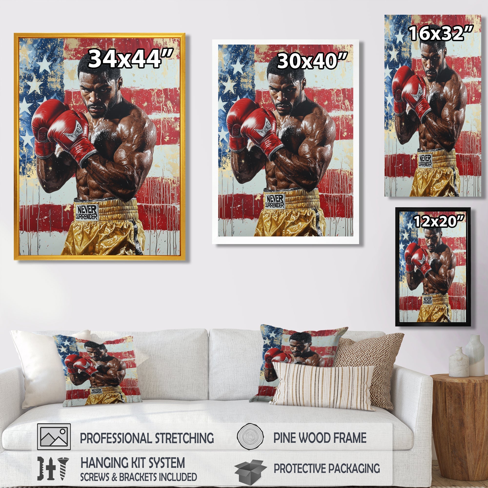 Red And White Sport Boxing Apollo Creed I - Sport Boxing Canvas Wall Art