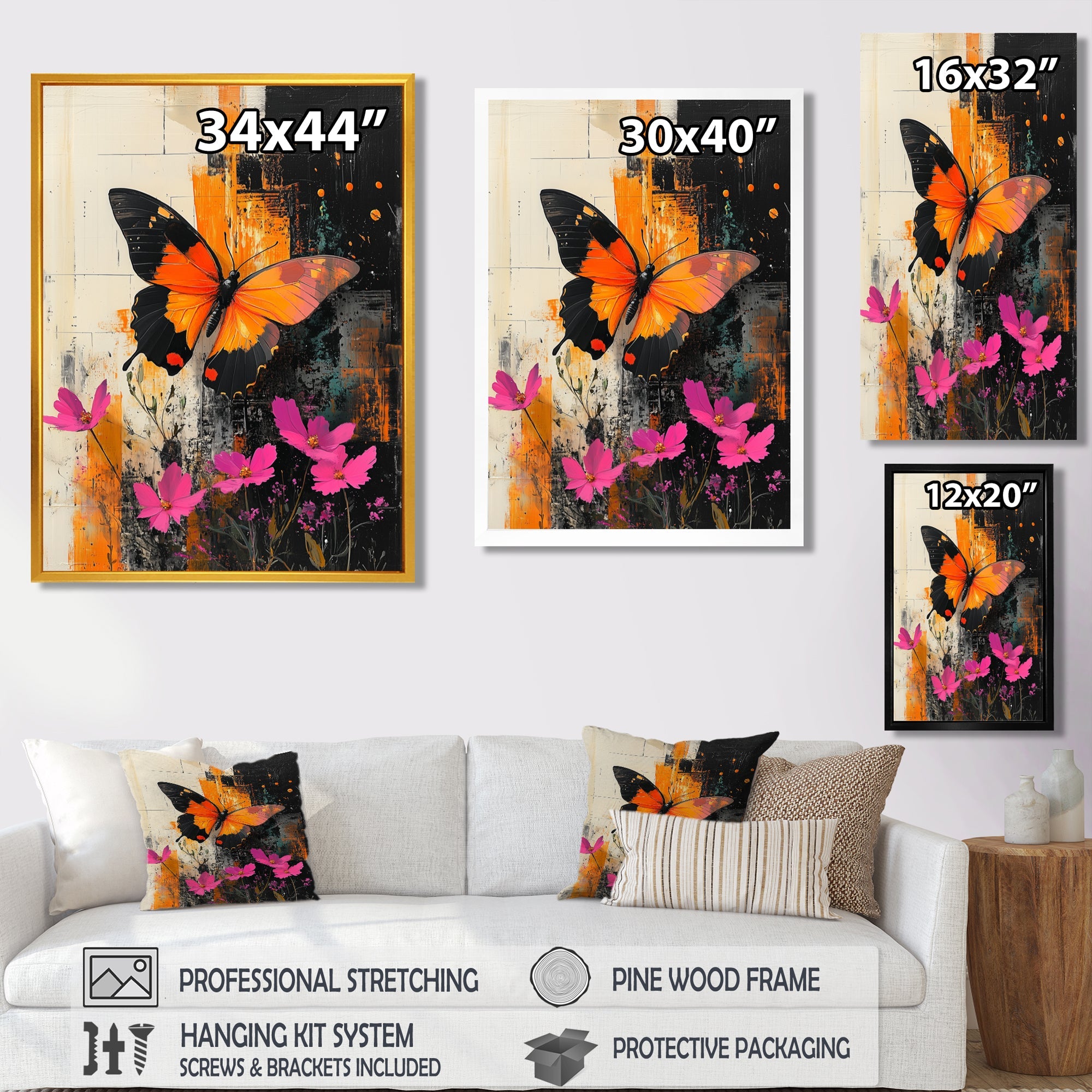 Butterfly Shoreline Symphony Of Life - Butterfly Framed Canvas Art