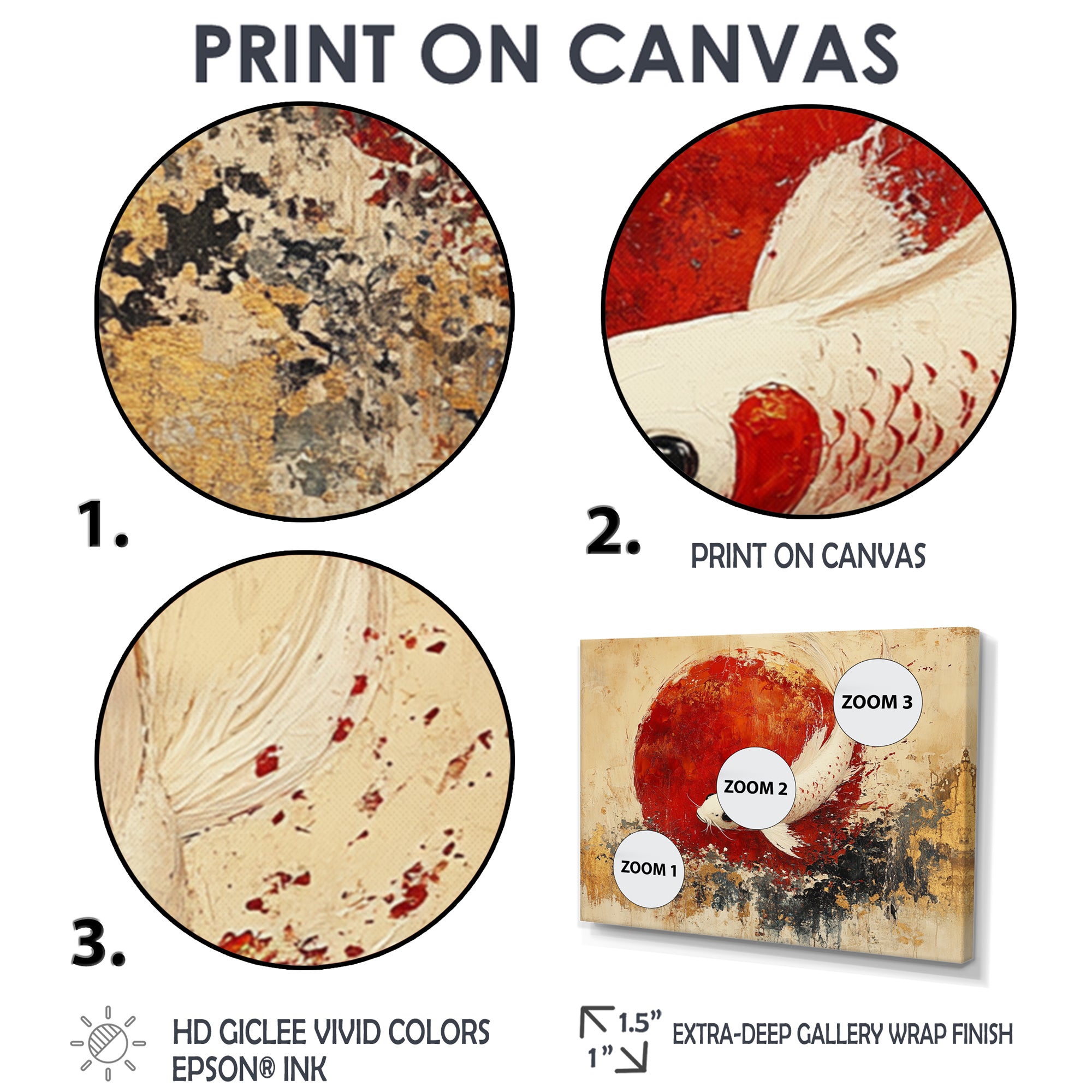 White And Red Koi Fish Chinese Zodiac - Koi's Fish Bedroom Wall Art