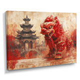 Red And Grey Dragons Lion Dance - Dragons Canvas Wall Art