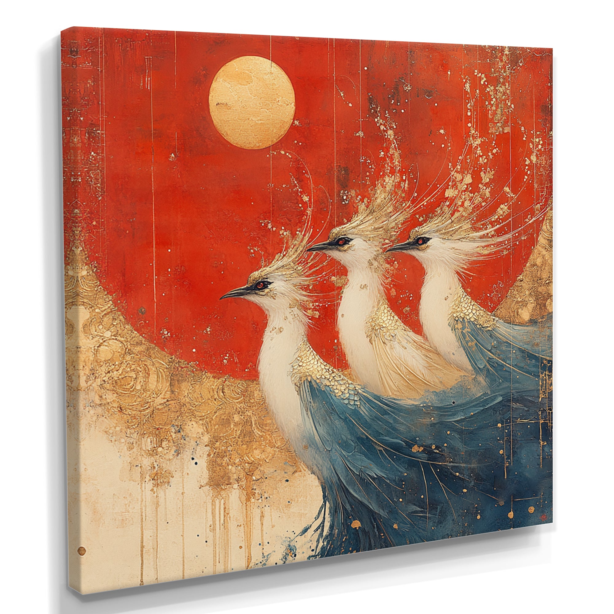 Blue And Orange Bird Spirit Guardians - Bird Wall Decor