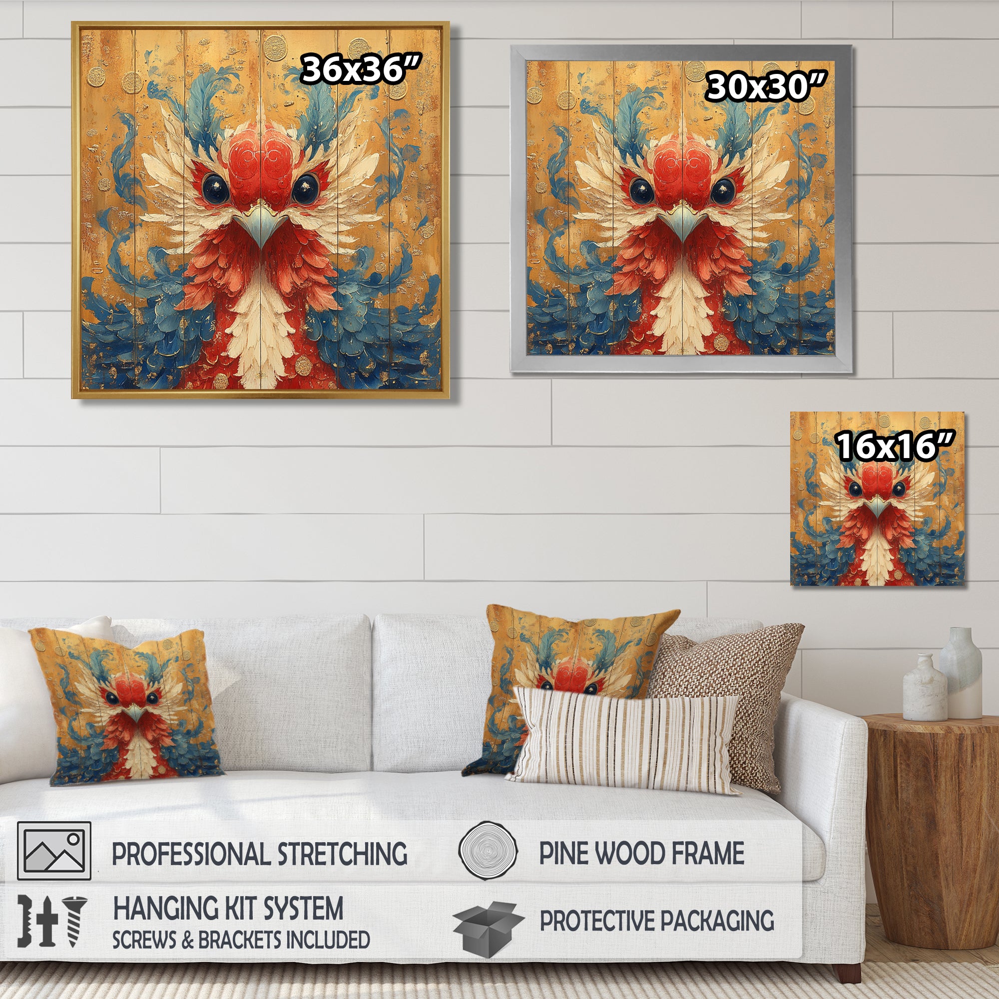 Red And Blue Bird Spirit Guardian - Bird Wall Art Prints