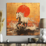 Orange And Gold Horse - Horse Framed Canvas Art