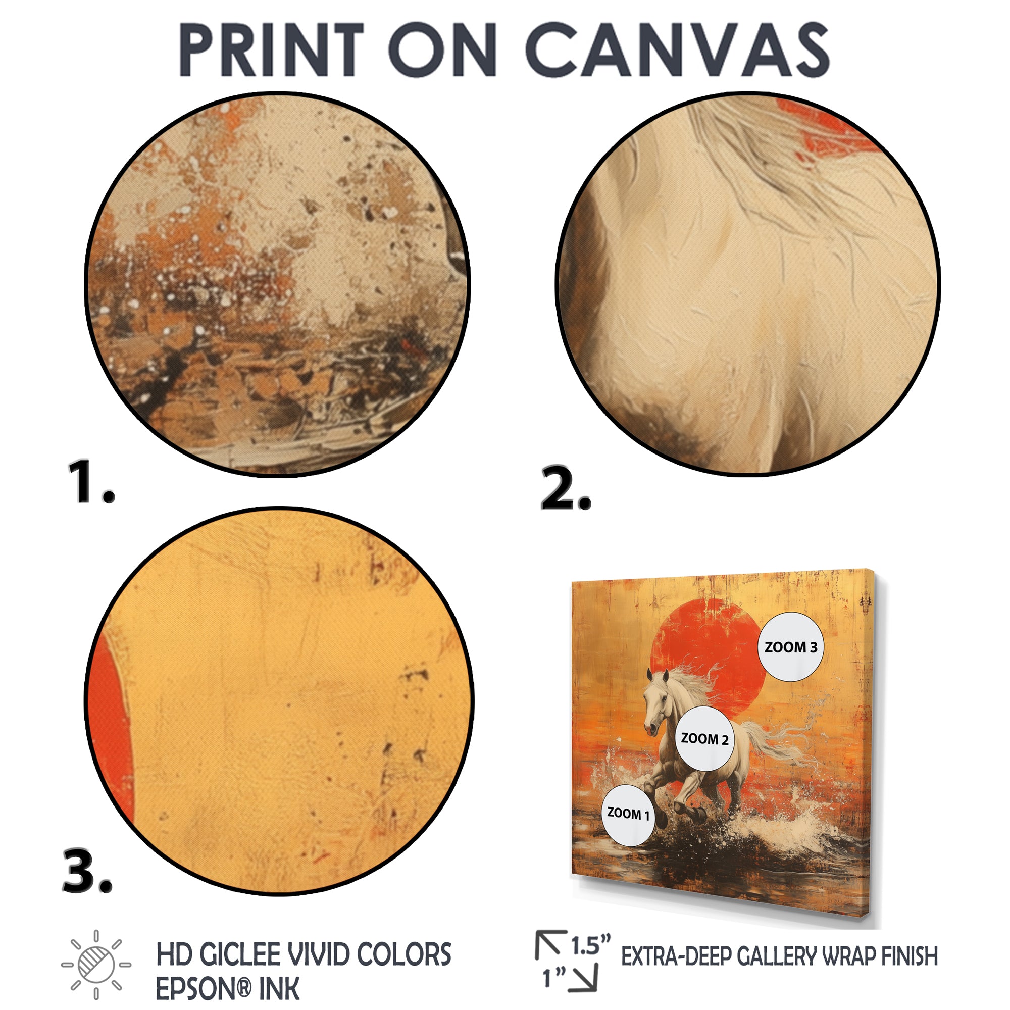 Orange And Gold Horse - Horse Framed Canvas Art