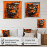 Orange And Black Tiger With Chinese Sign - Tiger Wall Art Prints