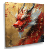 China Red And Gold Dragons Power - Dragons Framed Canvas Art