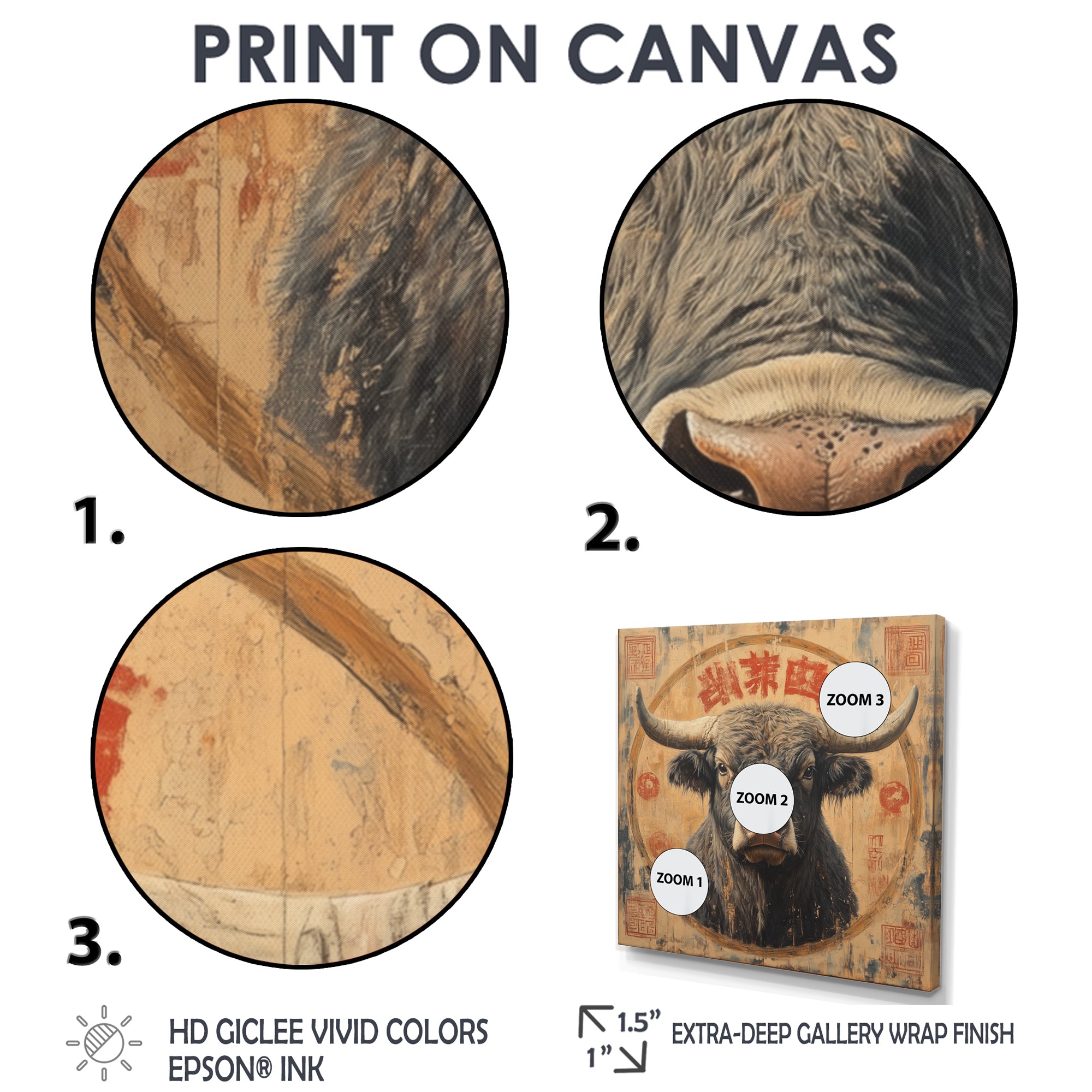 Brown And Red Bull Ox Earthy Strength - Bull Bedroom Wall Art