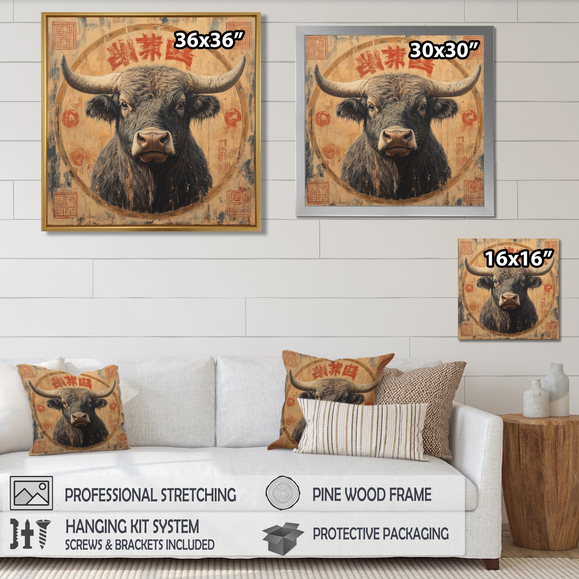 Brown And Red Bull Ox Earthy Strength - Bull Bedroom Wall Art