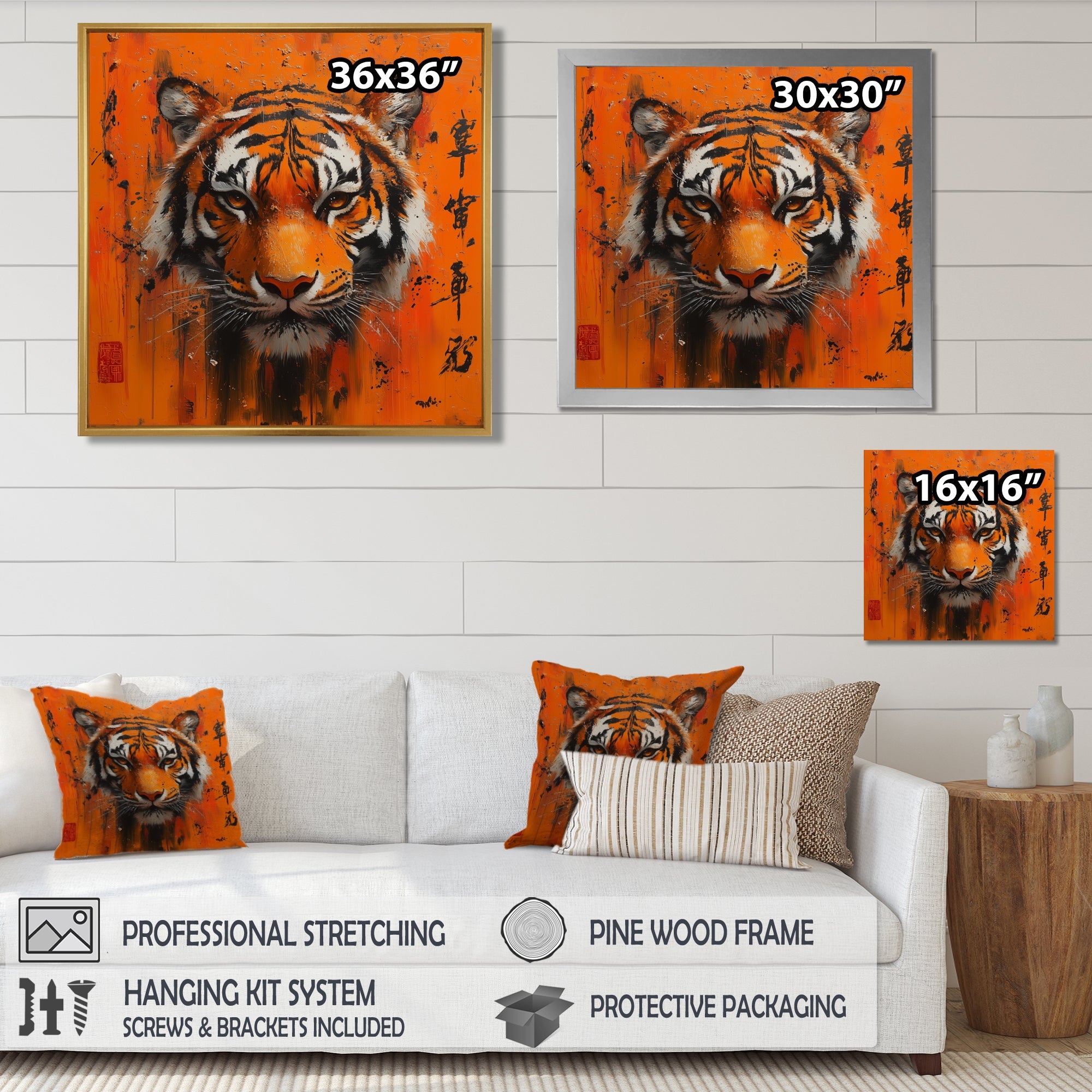 Chinese Tiger Blazing Courage - Tiger Wall Art Prints