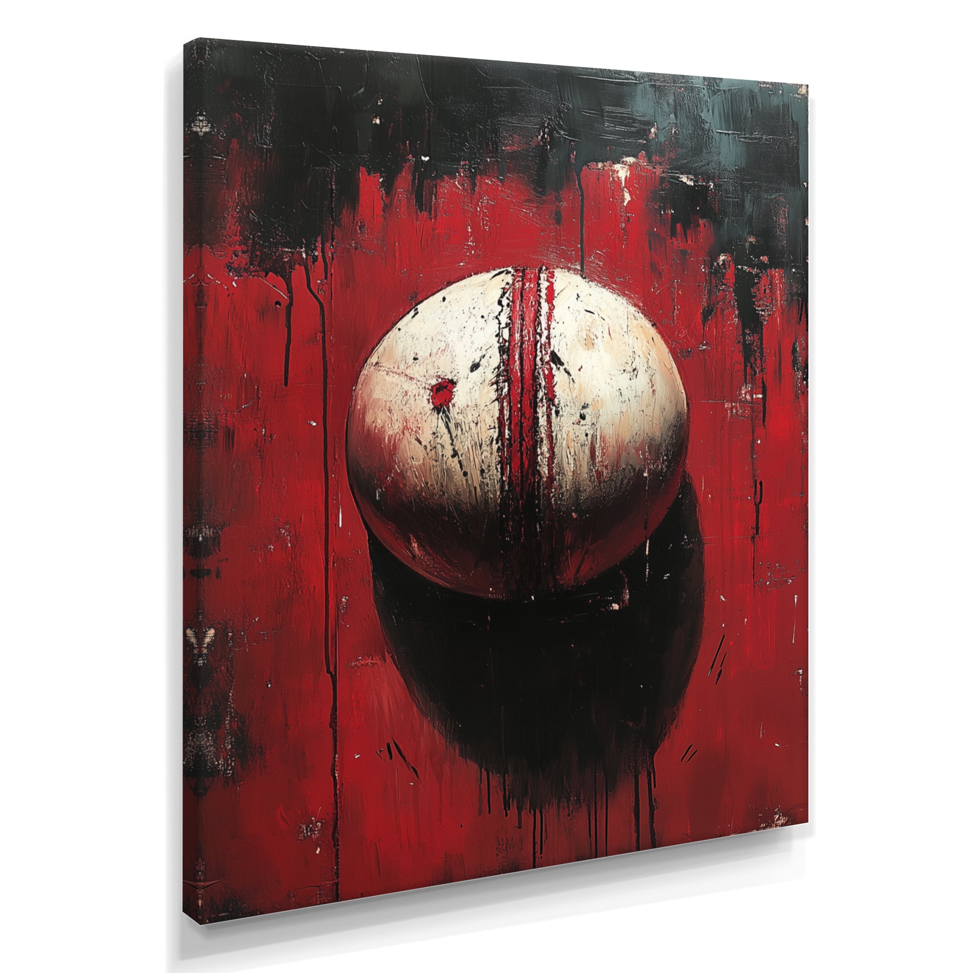 Red And White Sport Cricket Ball - Cricket Sport Canvas Wall Art