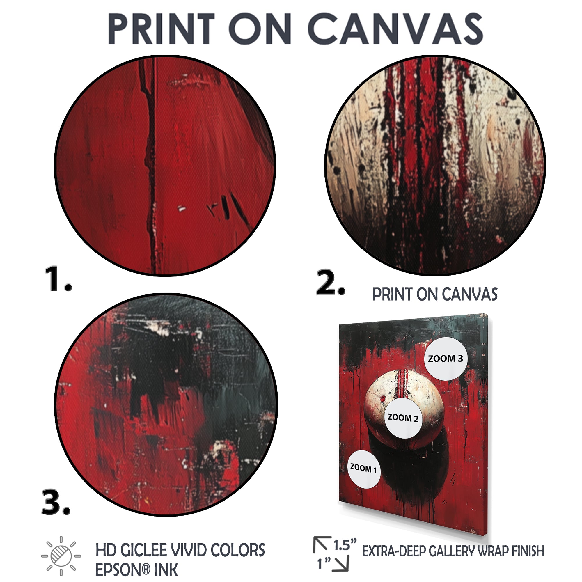 Red And White Sport Cricket Ball - Cricket Sport Canvas Wall Art