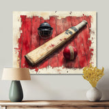 Red And Black Sport Cricket Equipment - Cricket Sport Canvas Wall Art