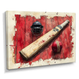 Red And Black Sport Cricket Equipment - Cricket Sport Canvas Wall Art