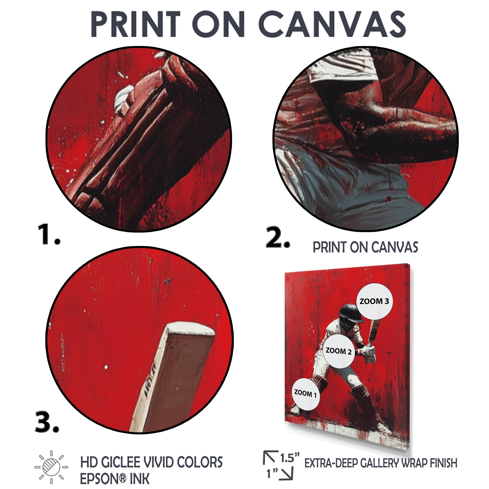 Red And Black Sport Cricket Fast Bowling I - Cricket Sport Canvas Wall Art