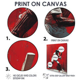 Red And Black Sport Cricket Fast Bowling I - Cricket Sport Canvas Wall Art