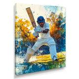 White And Blue Sport Cricket Fielding Frenzy - Cricket Sport Canvas Wall Art