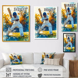 White And Blue Sport Cricket Fielding Frenzy - Cricket Sport Canvas Wall Art