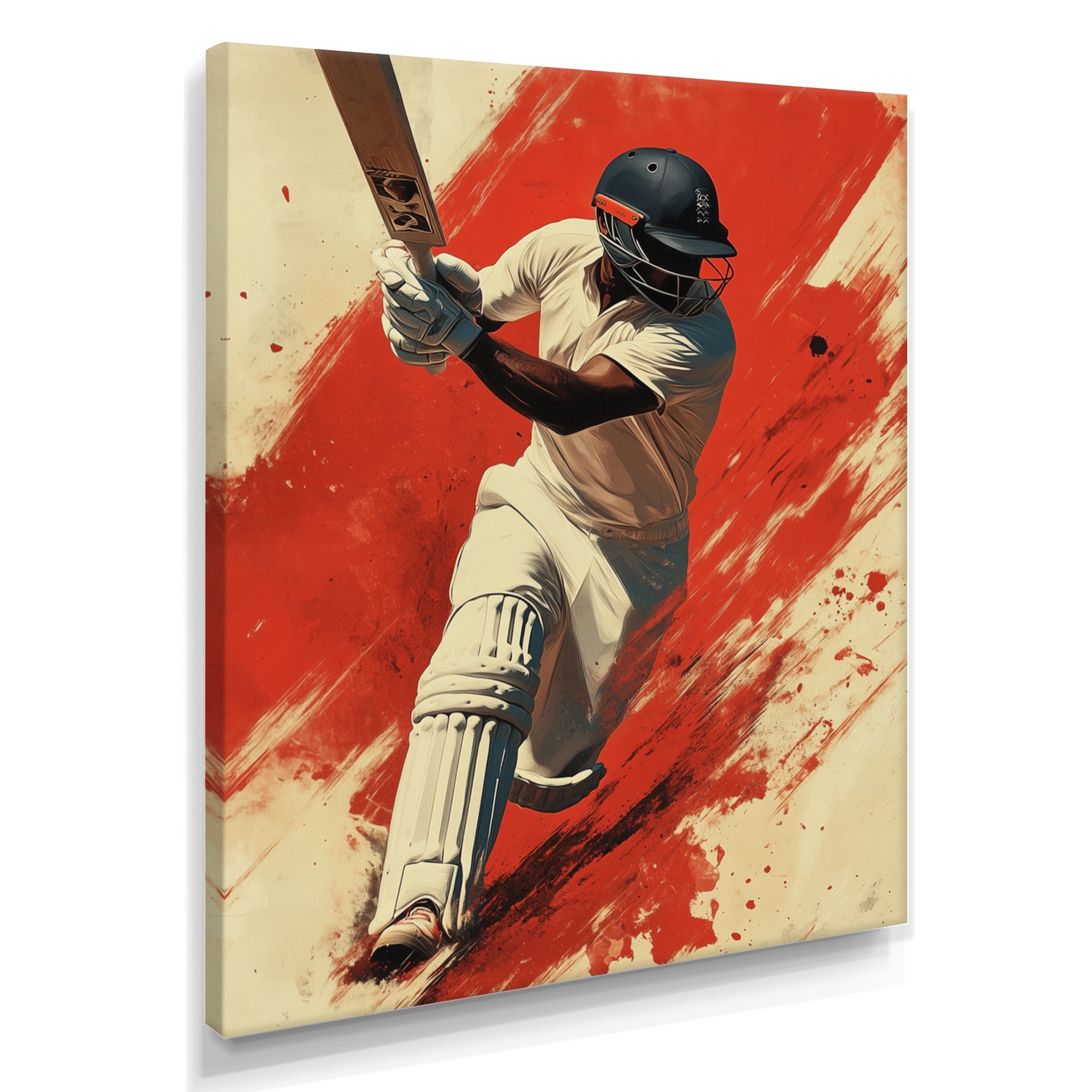 White And Red Sport Cricket Indian Cricket Sport - Cricket Sport Canvas Wall Art