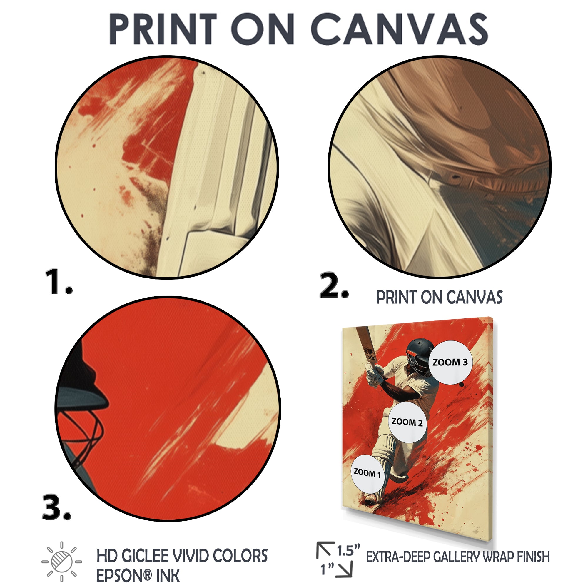 White And Red Sport Cricket Indian Cricket Sport - Cricket Sport Canvas Wall Art