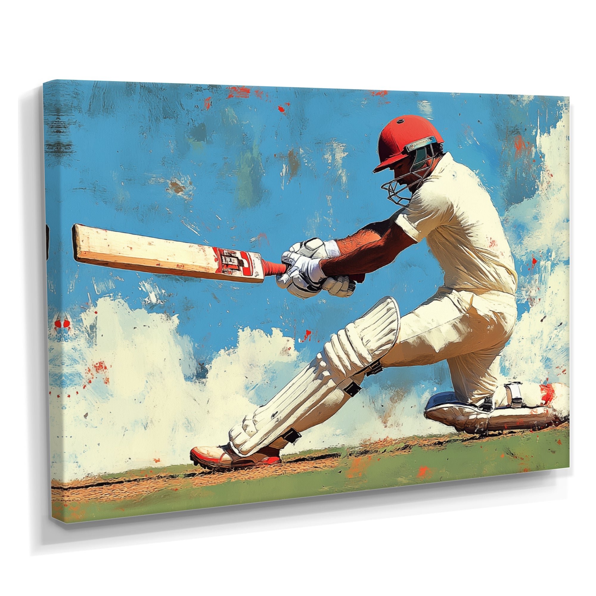 White And Blue Sport Cricket Indian Cricket Sport - Cricket Sport Canvas Wall Art