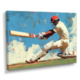 White And Blue Sport Cricket Indian Cricket Sport - Cricket Sport Canvas Wall Art
