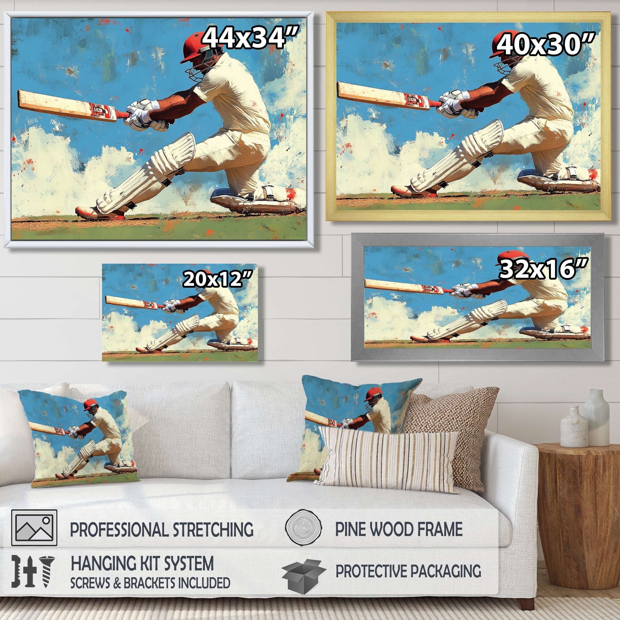 White And Blue Sport Cricket Indian Cricket Sport - Cricket Sport Canvas Wall Art