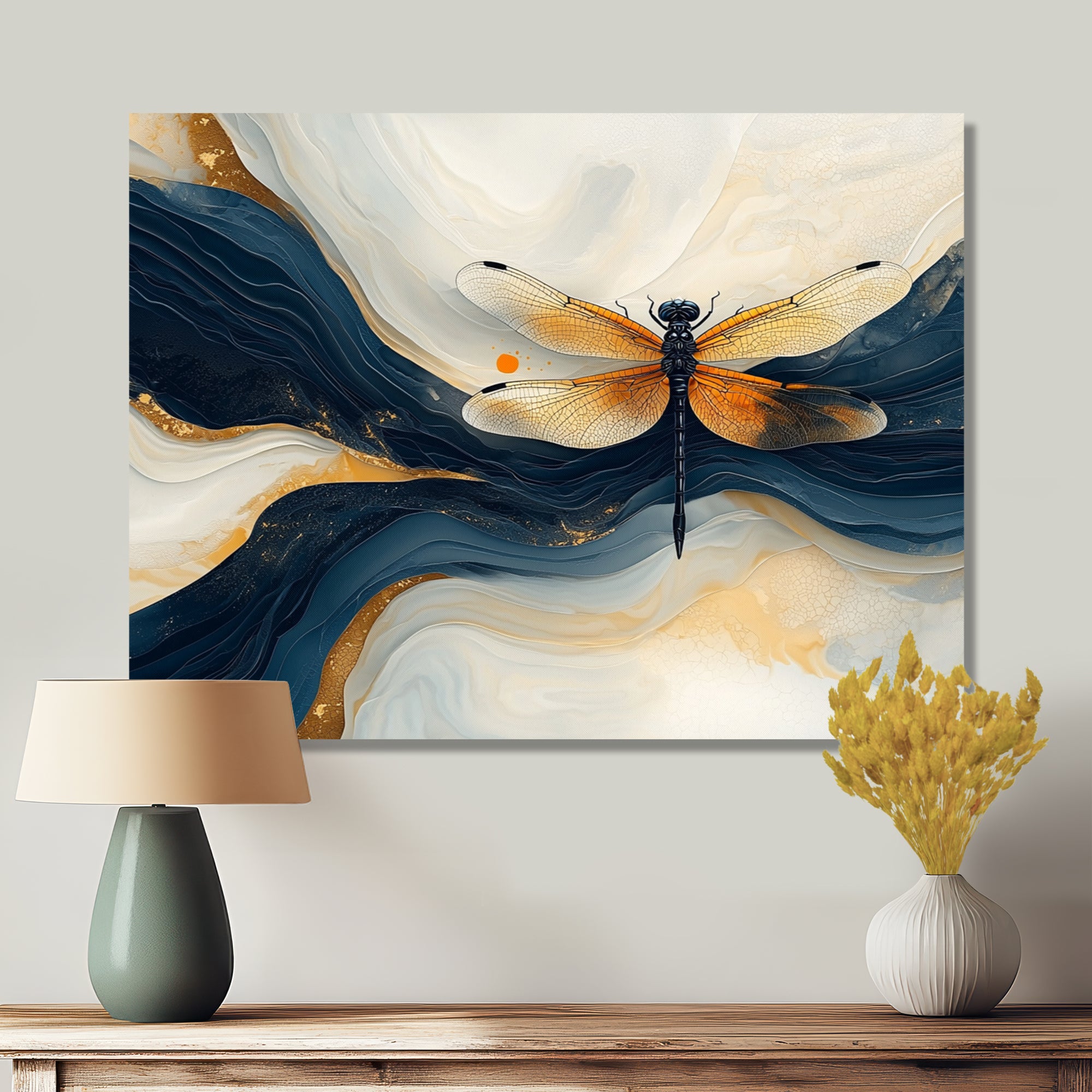 Yellow And Blue Dragonfly Sky Dancer - Dragonfly Wall Art Prints