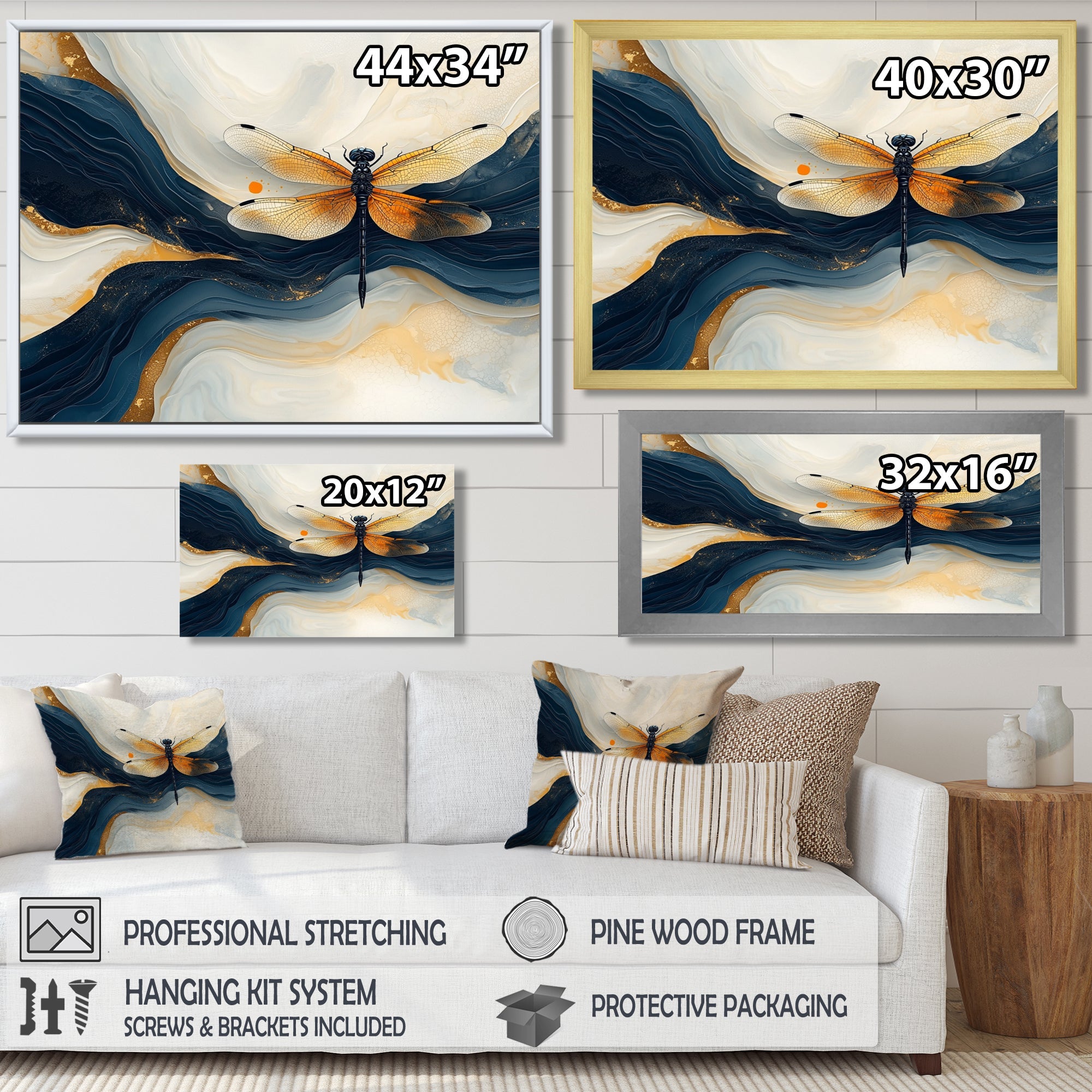 Yellow And Blue Dragonfly Sky Dancer - Dragonfly Wall Art Prints