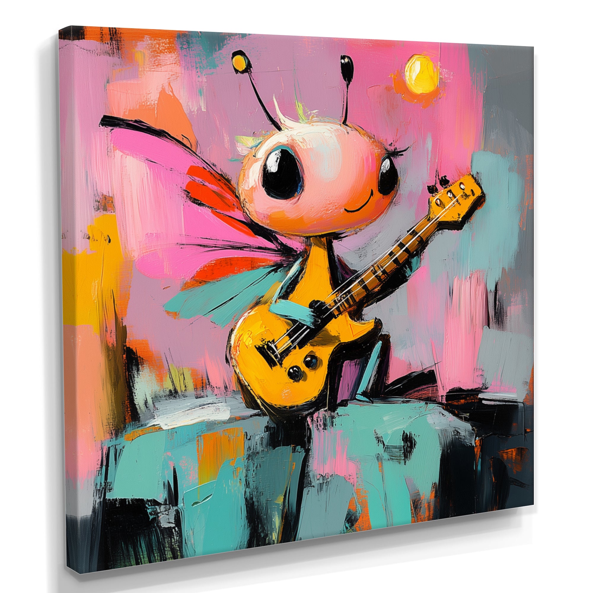 Nursery Dragonfly Playing Guitar - Dragonfly Wall Art Prints