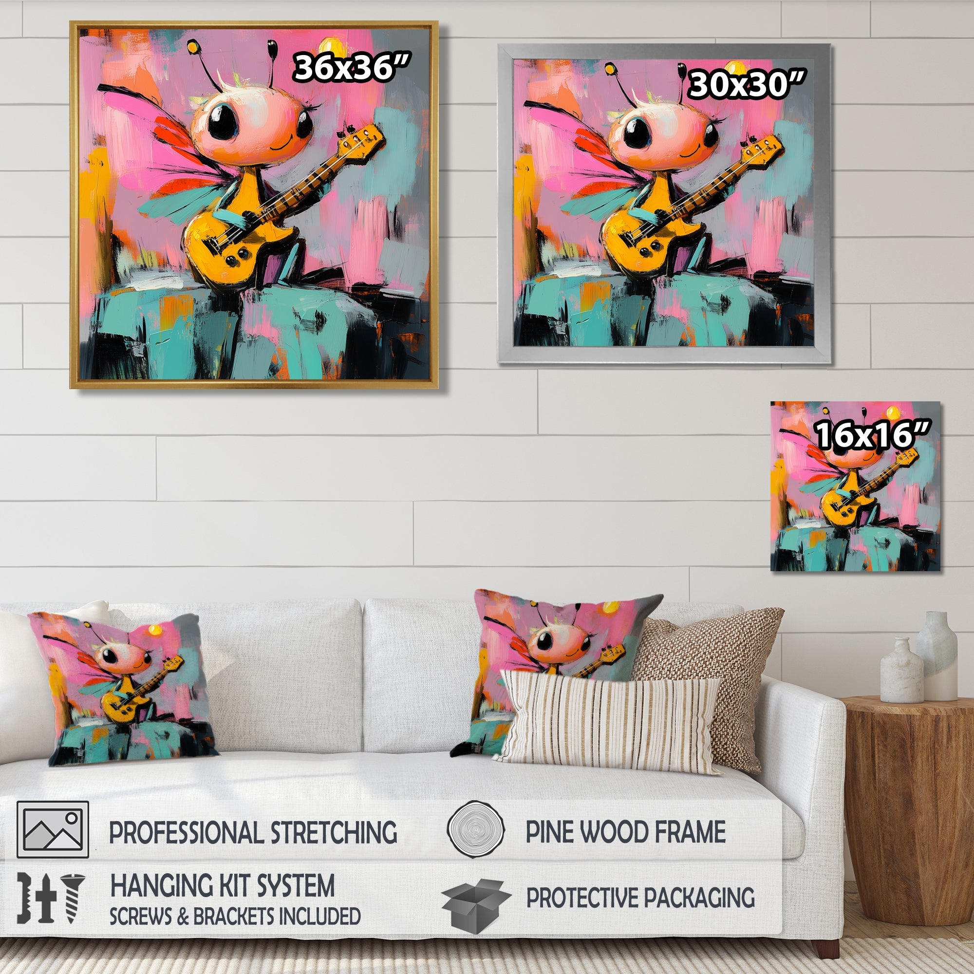 Nursery Dragonfly Playing Guitar - Dragonfly Wall Art Prints