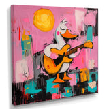 Nursery Duck Playing Guitar - Pink Duck Wall Art